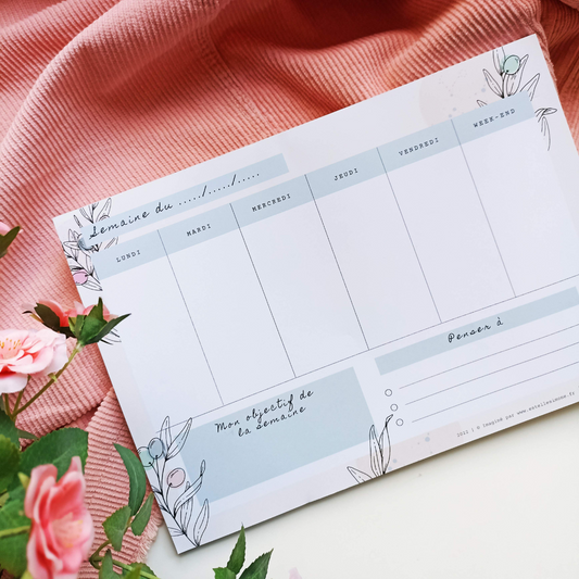 Semainier perpétuel - Bloc note A4 - Organisateur de bureau